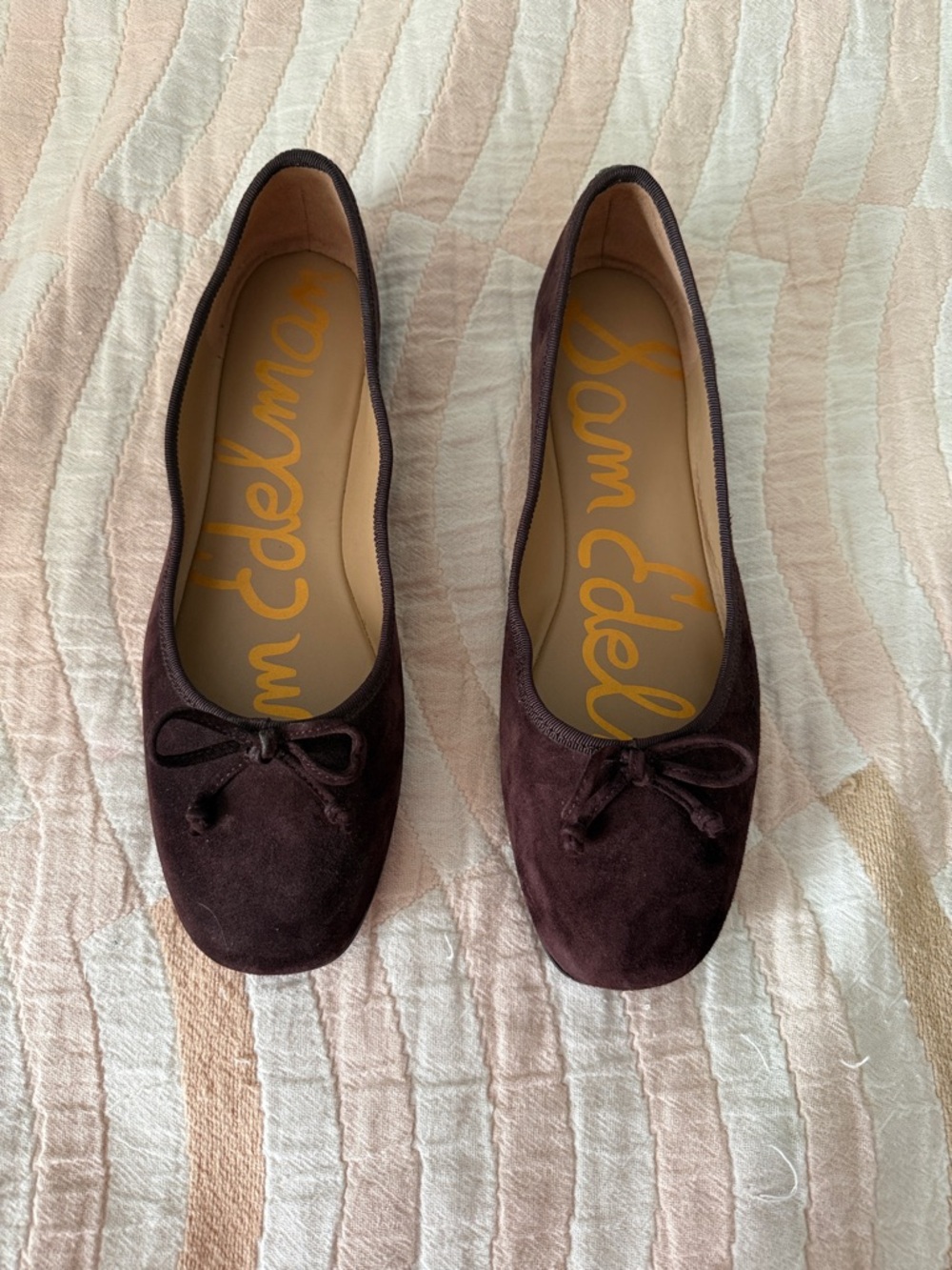 Sam Edelman Dark Brown Suede Ballet Flats with Bow